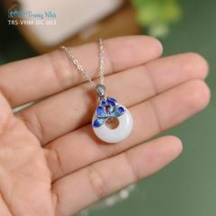 Mặt dây chuyền bạc Hoa sen xanh đồng điếu Bạch Ngọc (TRS VHM MATDC 003)