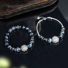 Vòng đá Mắt Hổ Xanh 8li mix charm bạc Mandala đính đá (TRS VHM 290)