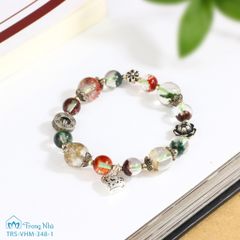 Vòng Thạch anh ưu linh mix charm Bình An bạc