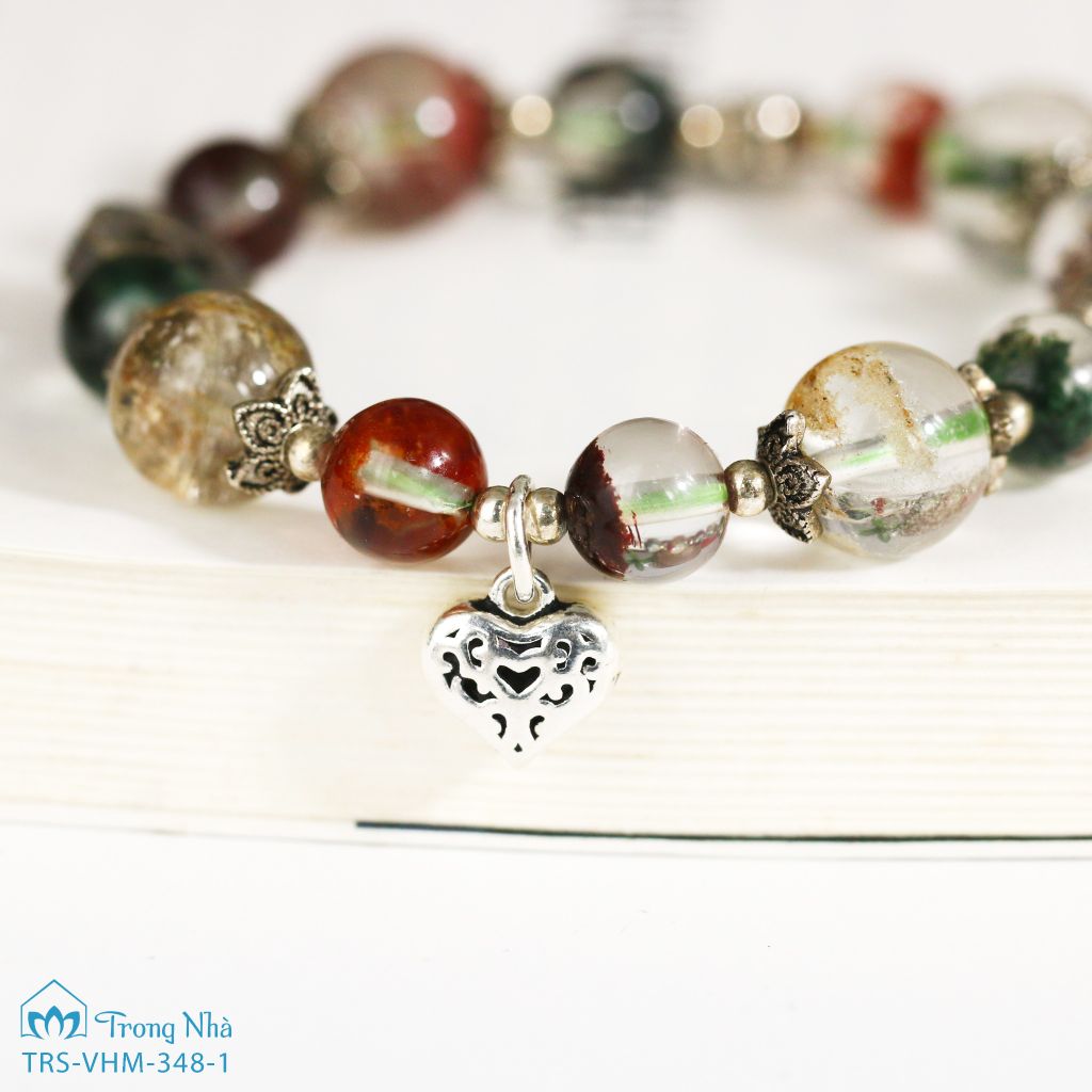 Vòng Thạch anh ưu linh mix charm Bình An bạc
