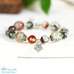 Vòng Thạch anh ưu linh mix charm Bình An bạc