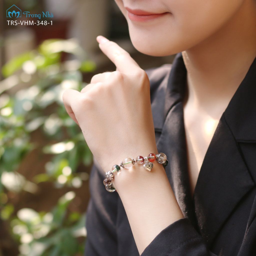 Vòng Thạch anh ưu linh mix charm Bình An bạc