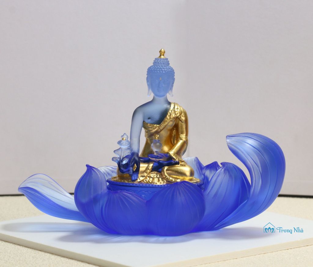 Tượng Ngài Dược sư lưu ly dát vàng y áo kèm đài sen ( PKHI-TUONG-002)