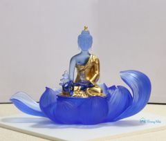 Tượng Ngài Dược sư lưu ly dát vàng y áo kèm đài sen ( PKHI-TUONG-002)