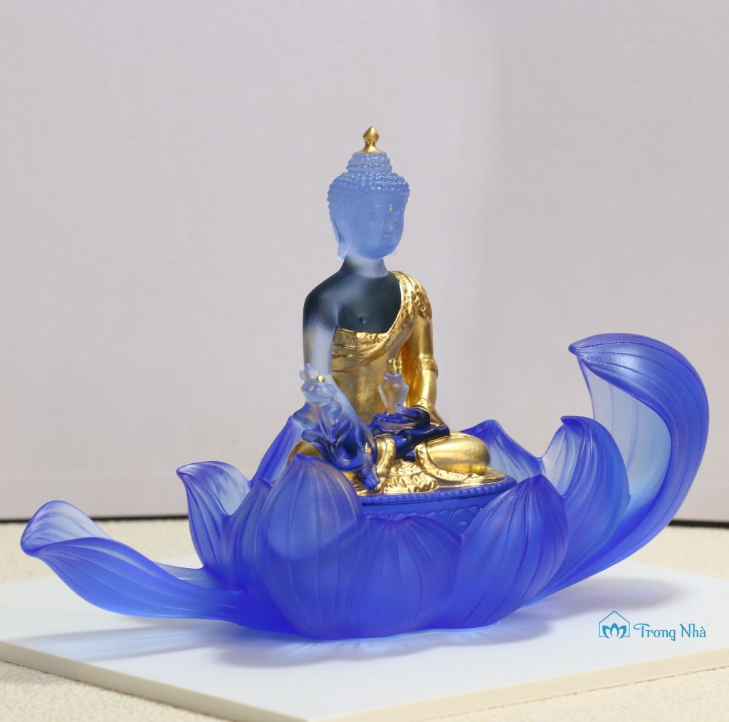 Tượng Ngài Dược sư lưu ly dát vàng y áo kèm đài sen ( PKHI-TUONG-002)
