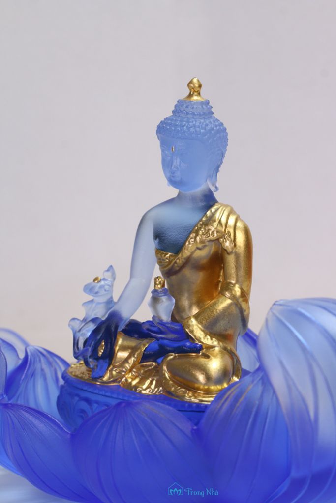 Tượng Ngài Dược sư lưu ly dát vàng y áo kèm đài sen ( PKHI-TUONG-002)