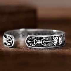 Vòng bạc Vô Uý Kim Cang - Khắc thần chú Om mani Padme Hum  ( VONG 195 )