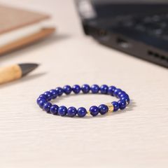 Vòng Ngọc Bích 6 li mix charm vàng Om Mani Padme Hum (TRSV VHM 026)