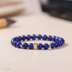 Vòng Ngọc Bích 6 li mix charm vàng Om Mani Padme Hum (TRSV VHM 026)