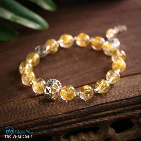 Vòng handmade Thạch Anh Tóc Vàng đá 8li mix charm bạc Zambala (TRS VHM 204 1)