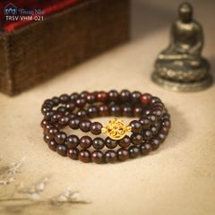 Vòng tay Vương Mộc Đại An - Tràng hạt tử đàn mix charm chủng tự Om / Om Mani