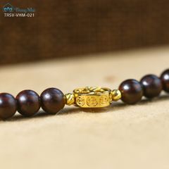 Vòng tay Vương Mộc Đại An - Tràng hạt tử đàn mix charm chủng tự Om / Om Mani