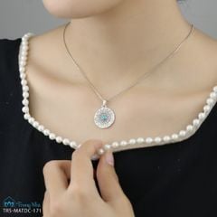 Mặt dây chuyền bạc Mandala tròn to đá Moonstone (TRS MATDC 171 1)