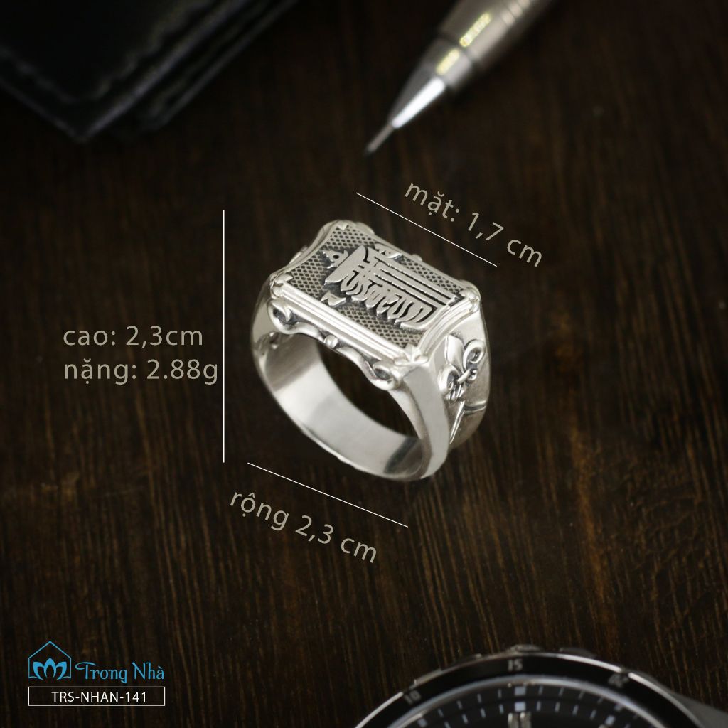 Nhẫn bạc nam biểu tượng Kalachakra size 20mm (TRS NHAN 141)