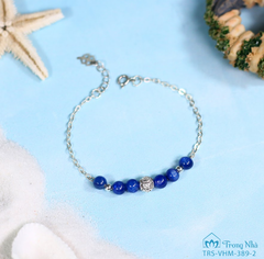 Lắc tay kyanite 5 li mix charm cầu khắc chú Om Mani