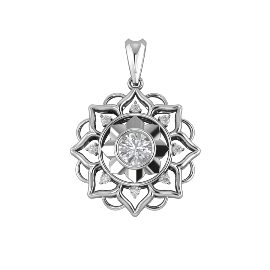 Mặt dây chuyền bạc Mandala đính đá (TRS MATDC 126)
