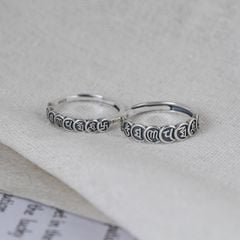 Nhẫn bạc khắc chú Om mani padme hum chữ vạn ( NHAN 077 )