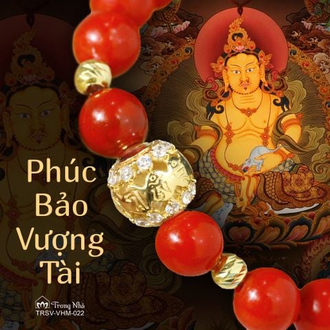 Phúc Bảo Vượng Tài - - San hô đỏ 8 li mix charm zambala vàng (TRSV VHM 022)