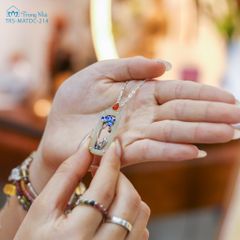 Mặt dây chuyền bạc hoa sen xanh đính ngọc hoà điền ( TRS MATDC 214 )