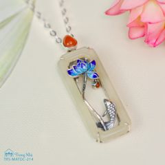 Mặt dây chuyền bạc hoa sen xanh đính ngọc hoà điền ( TRS MATDC 214 )