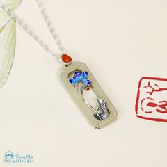 Mặt dây chuyền bạc hoa sen xanh đính ngọc hoà điền ( TRS MATDC 214 )