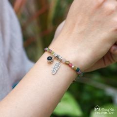 Vòng tourmaline đa sắc charm Phổ chiếu Bát Nhã Tâm Kinh (TRS VHM 529)