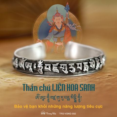 Vòng tay bạc khắc chú Liên Hoa Sanh ( TRS VONG 002)