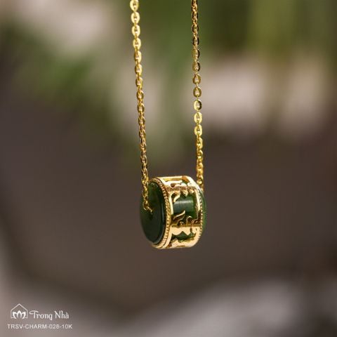 Charm vàng khắc chú Om Mani Padme Hum mix Lu Ngọc bích ( TRSV CHARM 028 )