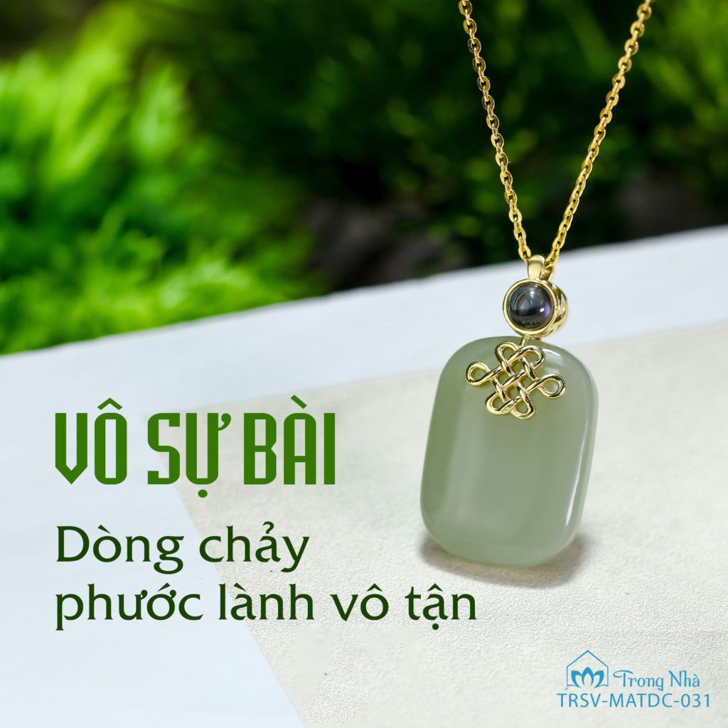 Mặt dây chuyền vô sự bài quan âm phổ chiếu nút cát tường vàng( TRSV MATDC 031 )