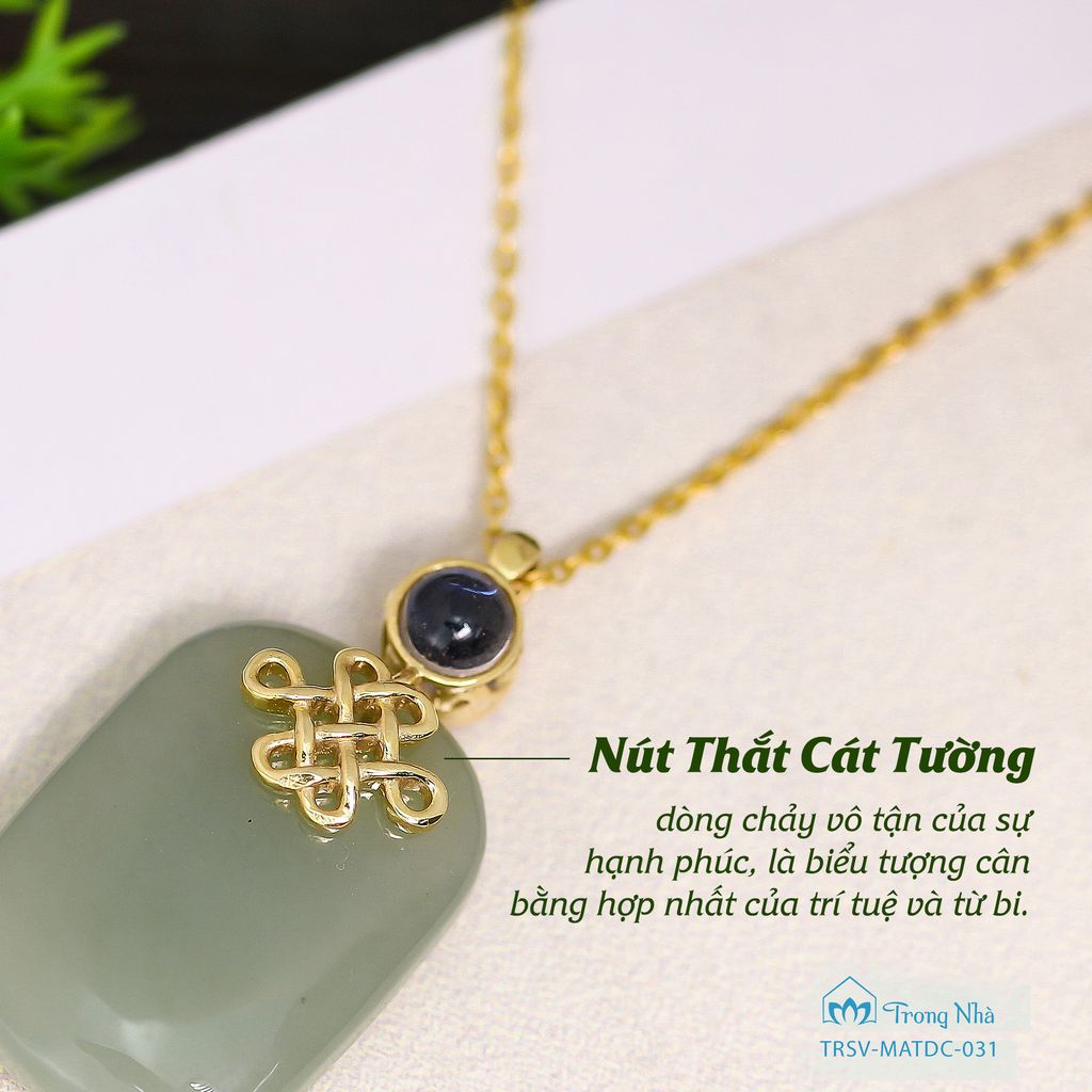 Mặt dây chuyền vô sự bài quan âm phổ chiếu nút cát tường vàng( TRSV MATDC 031 )