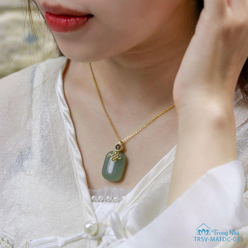 Mặt dây chuyền vô sự bài quan âm phổ chiếu nút cát tường vàng( TRSV MATDC 031 )