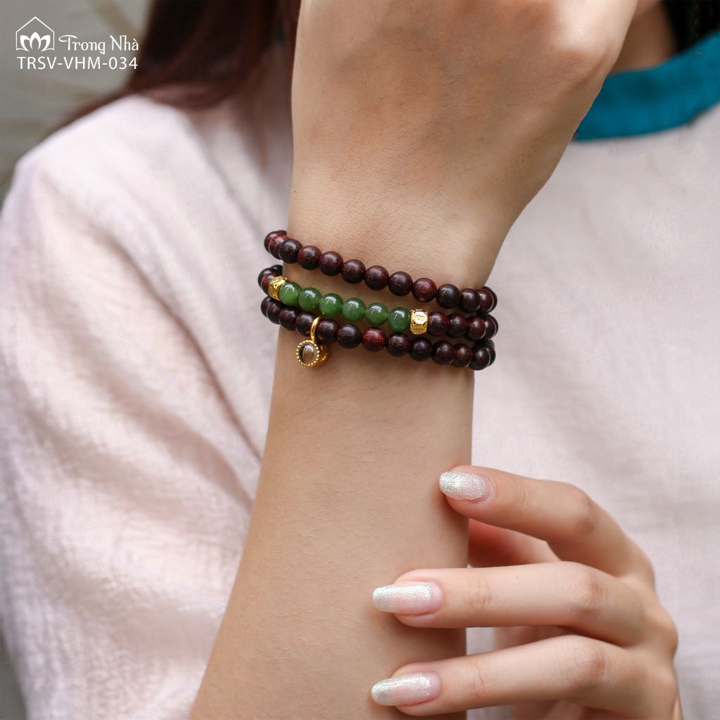 Vương Ngọc Phổ Chiếu - Vòng tử đàn mix charm phổ chiếu Chú Đại Bi