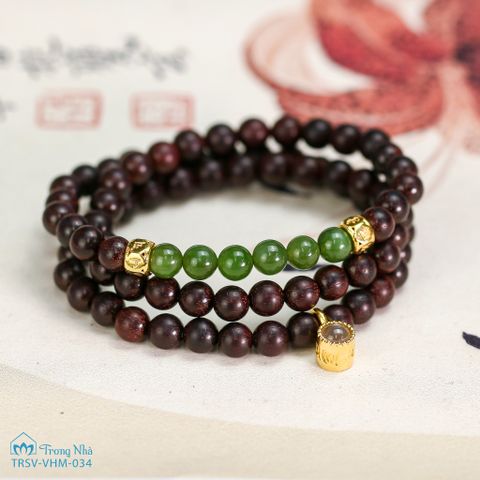 Vương Ngọc Phổ Chiếu - Vòng tử đàn mix charm phổ chiếu Chú Đại Bi