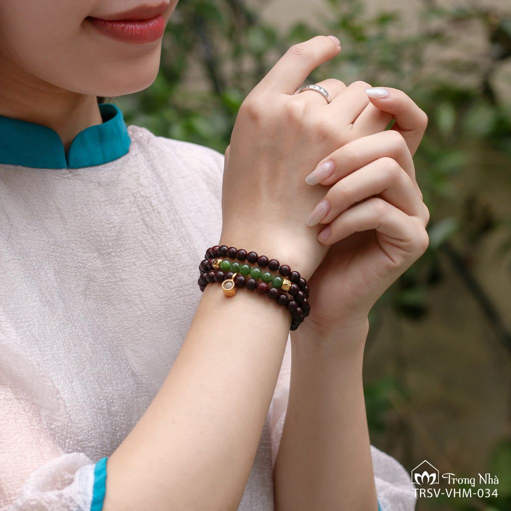 Vương Ngọc Phổ Chiếu - Vòng tử đàn mix charm phổ chiếu Chú Đại Bi