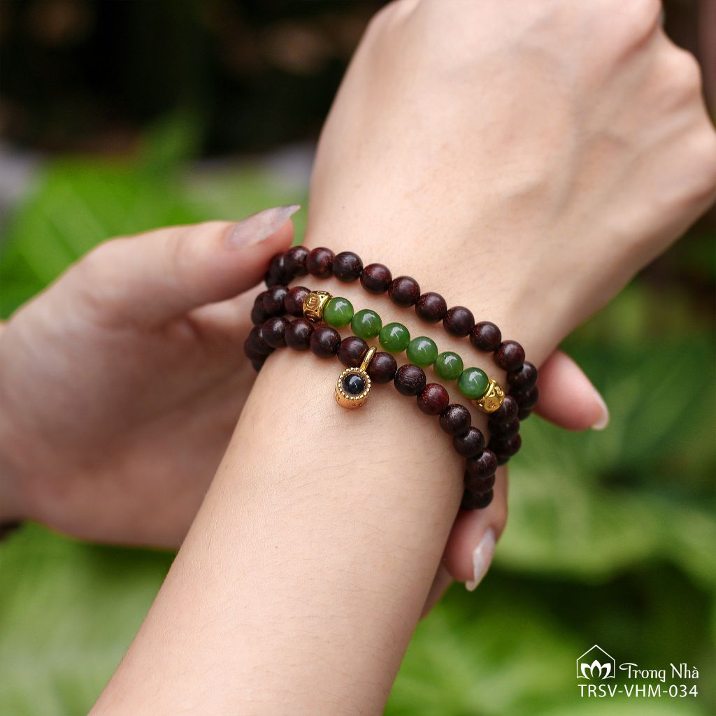 Vương Ngọc Phổ Chiếu - Vòng tử đàn mix charm phổ chiếu Chú Đại Bi