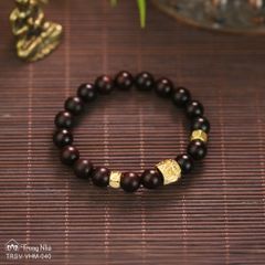 Vòng Vương Mộc Tử Đàn charm lục giác khắc chữ Om vàng (TRSV VHM 040)