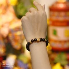 Vòng Vương Mộc Tử Đàn charm lục giác khắc chữ Om vàng (TRSV VHM 040)