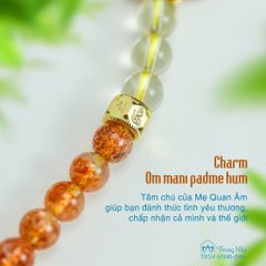 Vòng tay đá Mặt Trời chủng tự Om, Vòng handmade sunstone cuốn đôi mix charm Om vàng ( TRSV VHM 046 )