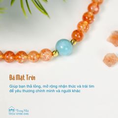 Vòng tay đá Mặt Trời chủng tự Om, Vòng handmade sunstone cuốn đôi mix charm Om vàng ( TRSV VHM 046 )