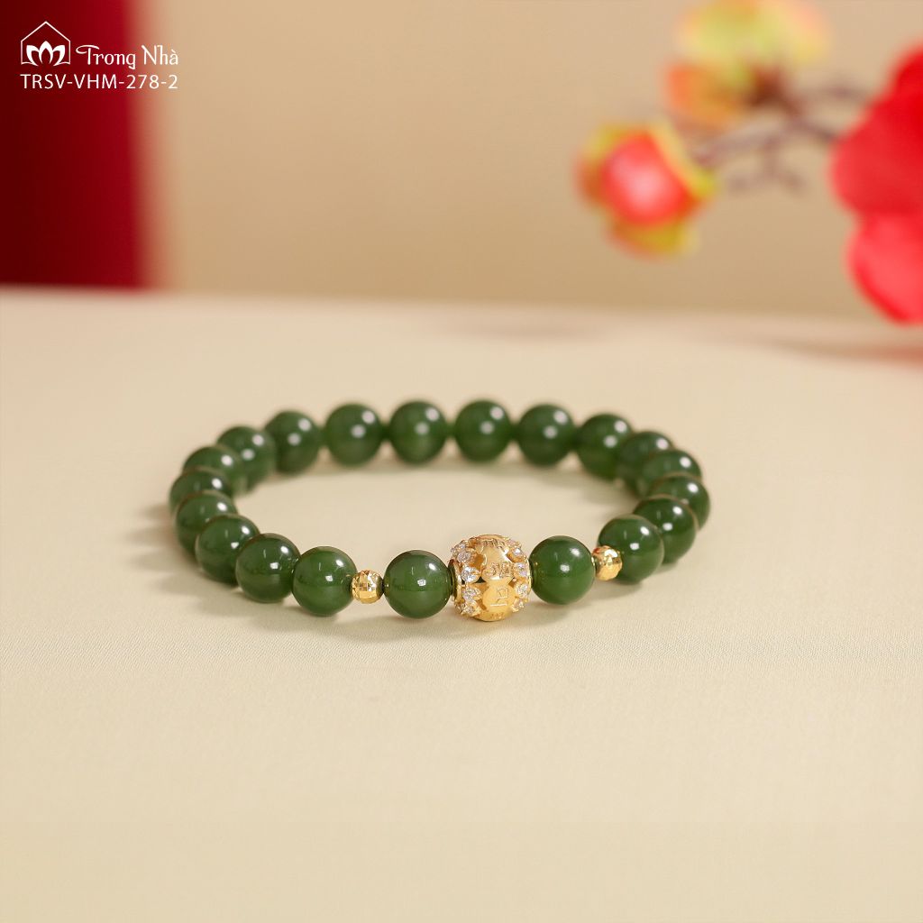 Vòng tay Phúc Bảo - Charm vàng khắc chú zambala mix đá (TRS VHM 278)