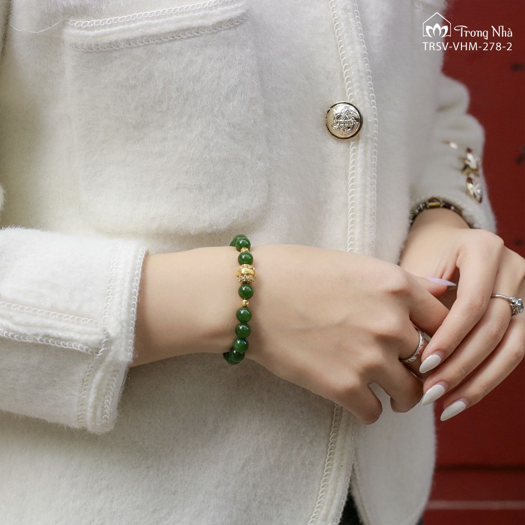 Vòng tay Phúc Bảo - Charm vàng khắc chú zambala mix đá (TRS VHM 278)