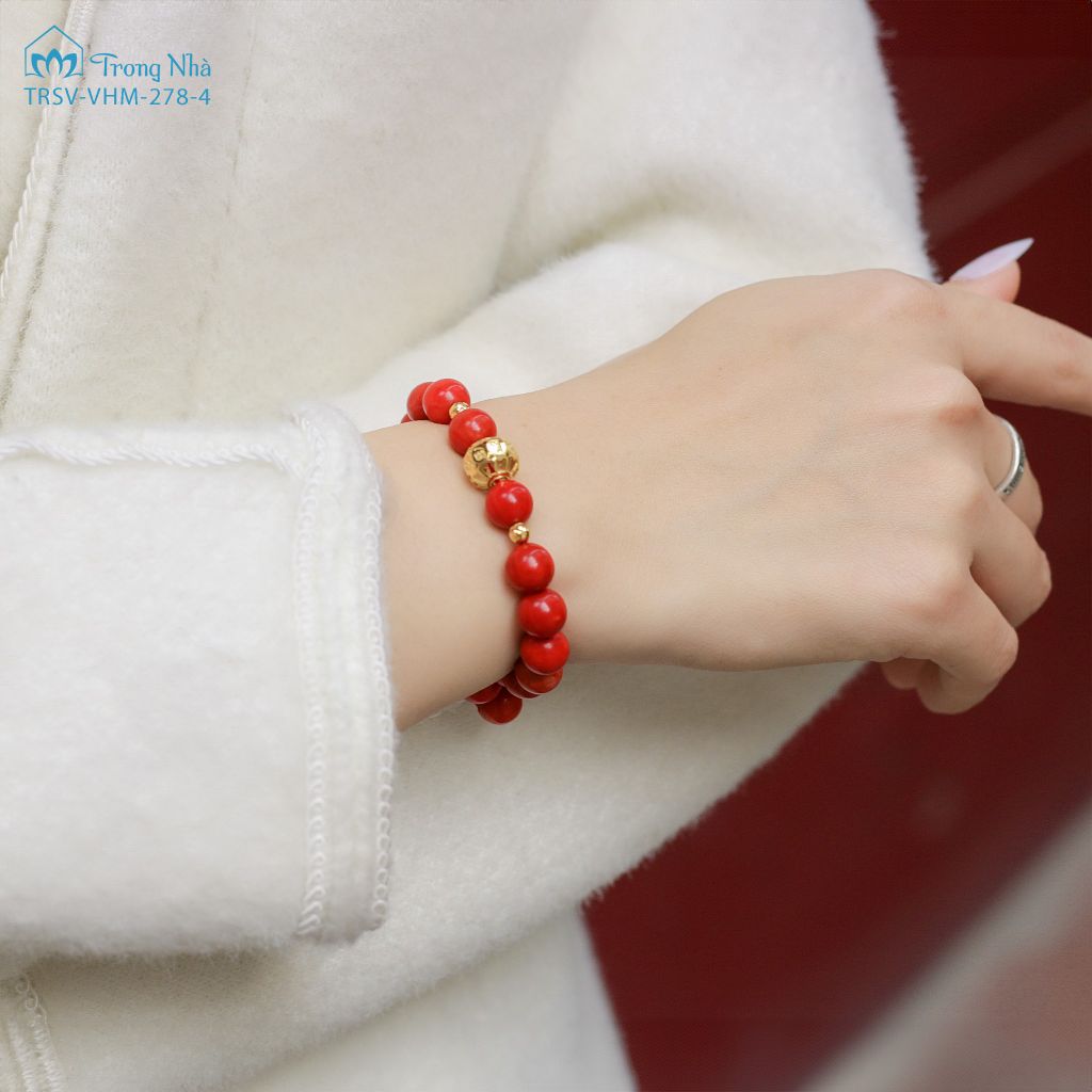 Vòng tay Phúc Bảo - Charm vàng khắc chú zambala mix đá (TRS VHM 278)