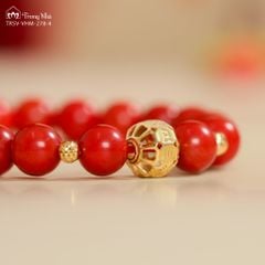 Vòng tay Phúc Bảo - Charm vàng khắc chú zambala mix đá (TRS VHM 278)