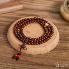 Vòng tay Vương Mộc Đại An - Tràng hạt tử đàn mix charm chủng tự Om / Om Mani