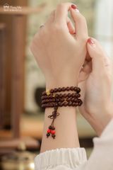 Vòng tay Vương Mộc Đại An - Tràng hạt tử đàn mix charm chủng tự Om / Om Mani