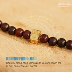 Vòng tay Vương Mộc Đại An - Tràng hạt tử đàn mix charm chủng tự Om / Om Mani