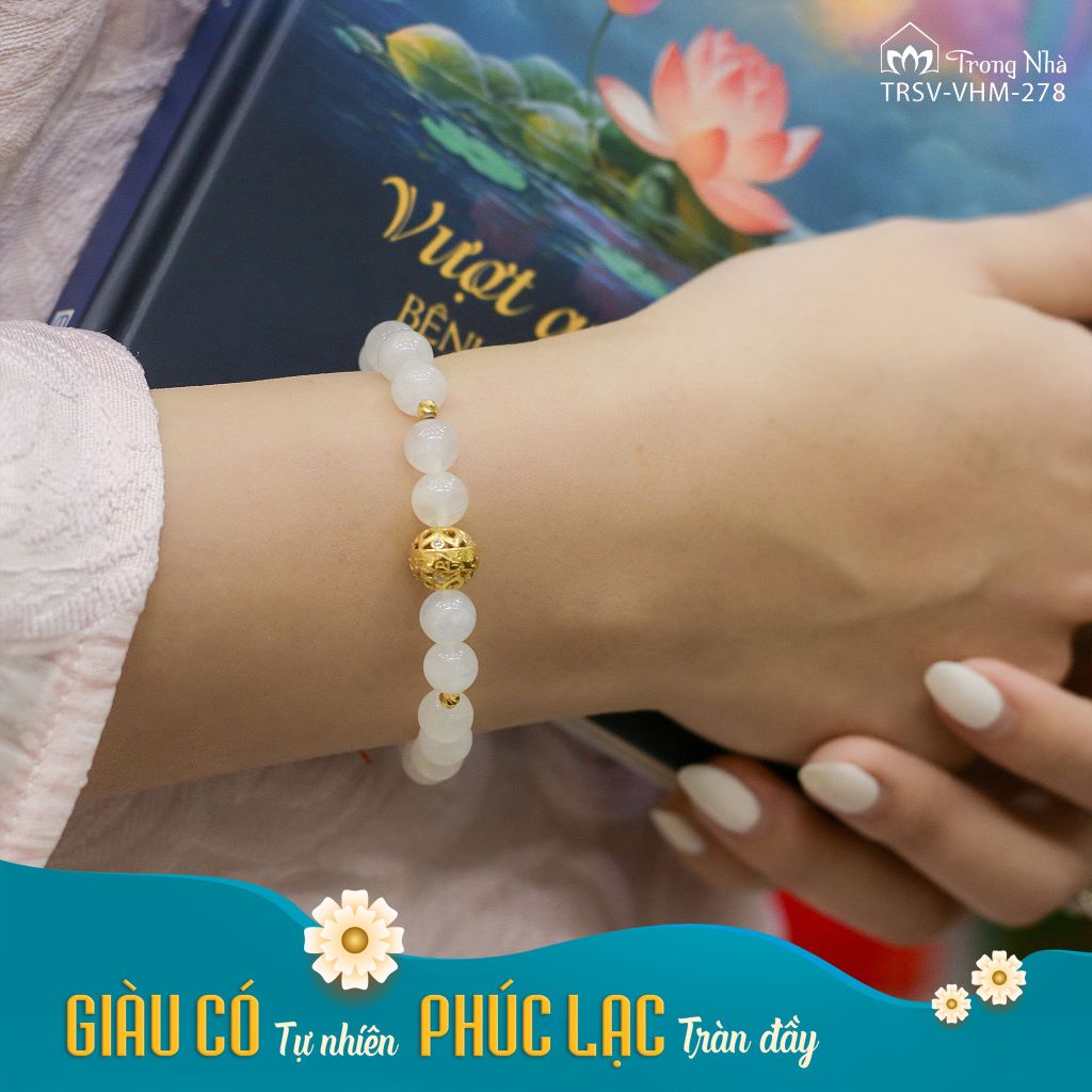 Vòng tay Phúc Bảo - Charm vàng khắc chú zambala mix đá (TRS VHM 278)