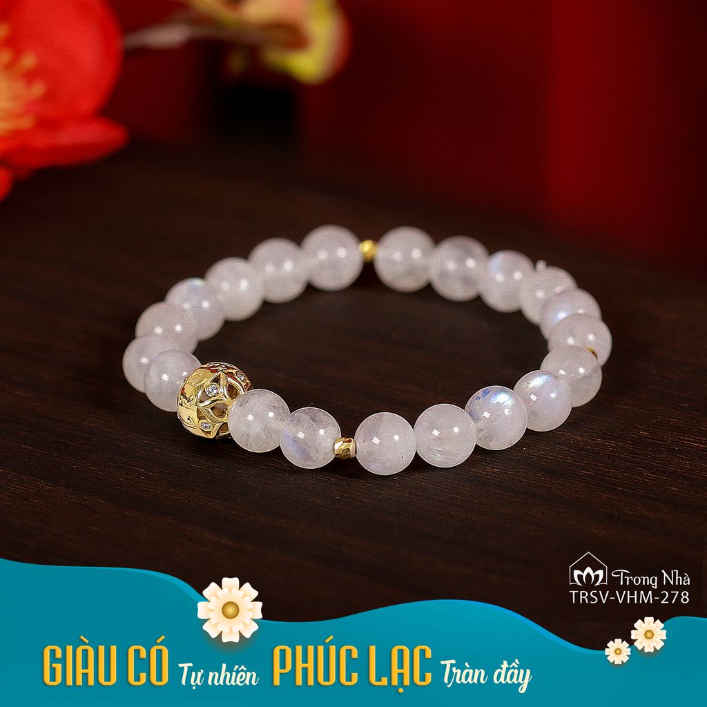 Vòng tay Phúc Bảo - Charm vàng khắc chú zambala mix đá (TRS VHM 278)