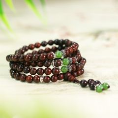 Tràng hạt niệm Phật Vương Mộc Tử Đàn, Tràng hạt tử đàn mix ngọc bích, charm om mani padme hum ( VHM 506 )