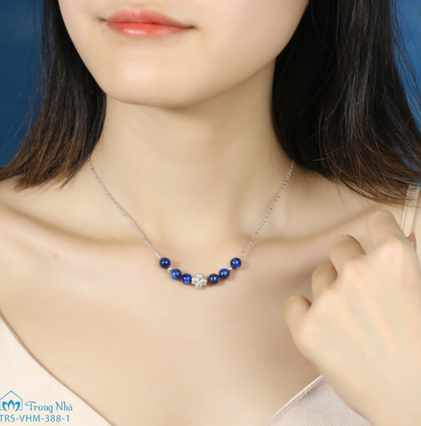 Dây chuyền đá kyanite 6 li mix charm cỏ 4 lá (TRS VHM 388-1)